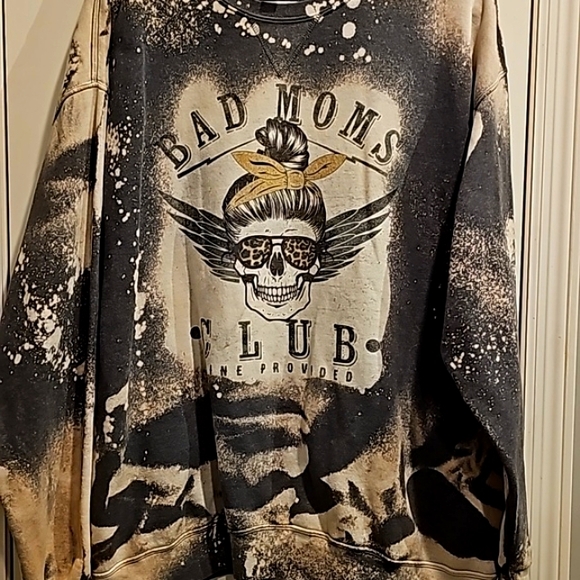 Womens Gorgeous Bad Moms Club bleached sweatshirt sz xlg. Boutique!!!! - Picture 3 of 5